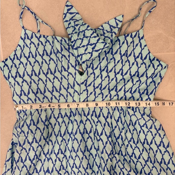 Vineyard Vines Lattice Print Tie Front Maxi Dress Crystal Blue Size 10 - Picture 10 of 13